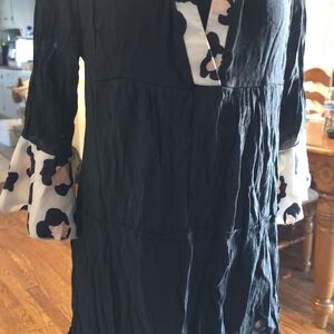 Black Dress with Animal Print Accents